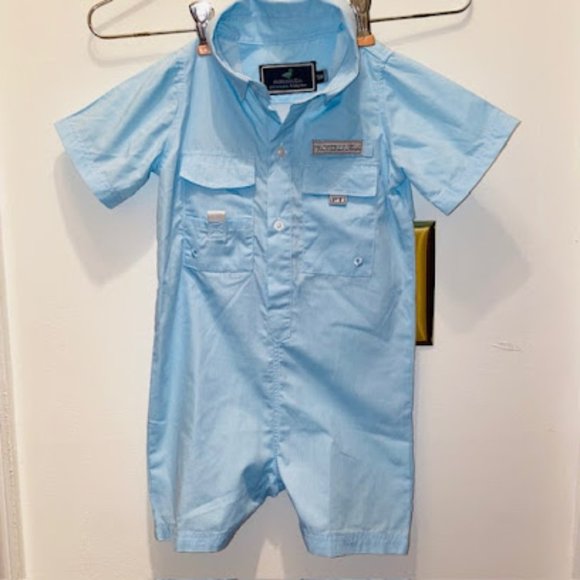 Toddler Boys Properly Tied Shortall 18 mos Blue Ex Condition - Picture 1 of 4